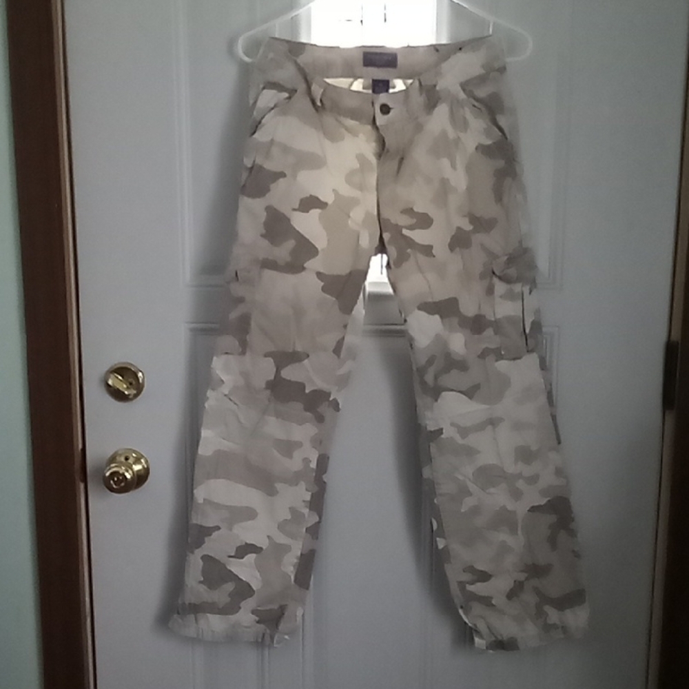 Sonoma Women's Camouflage Straight Leg Pants - Brown and Cream